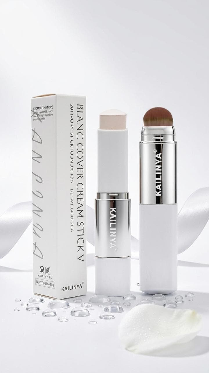 Base en Barra KAILINYA Blanc Cover Cream Stick V con Brocha Integrada – Cobertura Alta y Acabado Natural